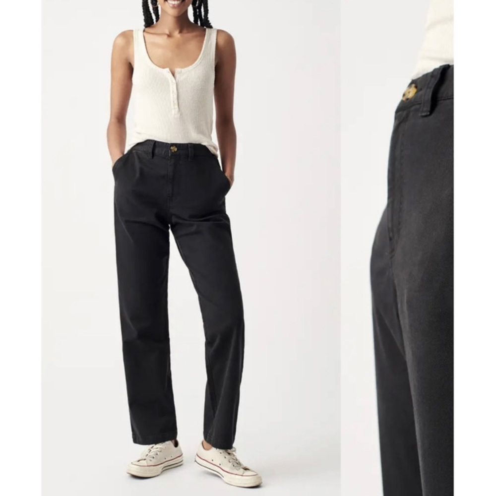 FAHERTY Endless Solid Raven Black Zip Fly Straight Leg Pants Size 27